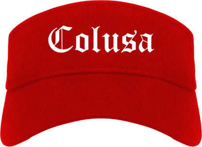 Colusa California CA Old English Mens Visor Cap Hat Red