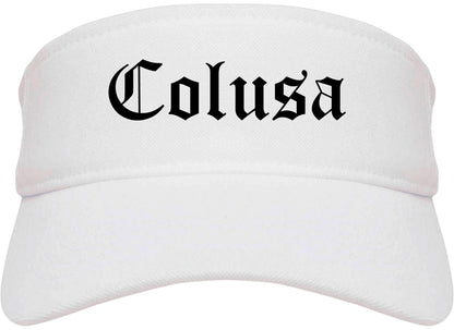 Colusa California CA Old English Mens Visor Cap Hat White