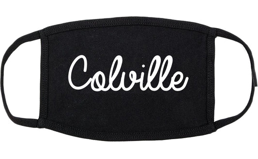 Colville Washington WA Script Cotton Face Mask Black