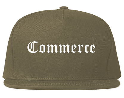 Commerce California CA Old English Mens Snapback Hat Grey