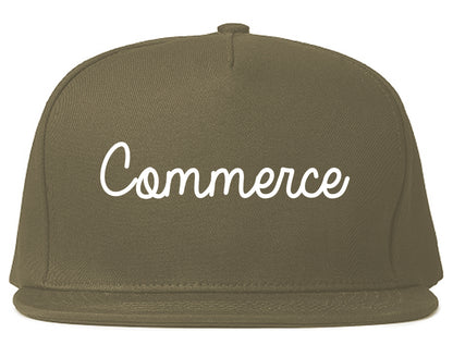 Commerce California CA Script Mens Snapback Hat Grey