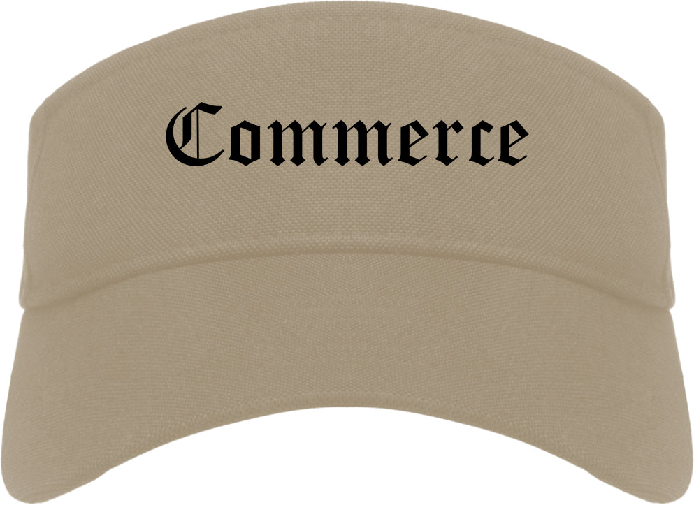 Commerce California CA Old English Mens Visor Cap Hat Khaki