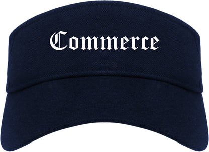 Commerce California CA Old English Mens Visor Cap Hat Navy Blue