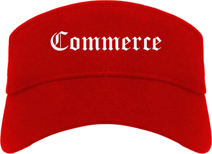 Commerce California CA Old English Mens Visor Cap Hat Red
