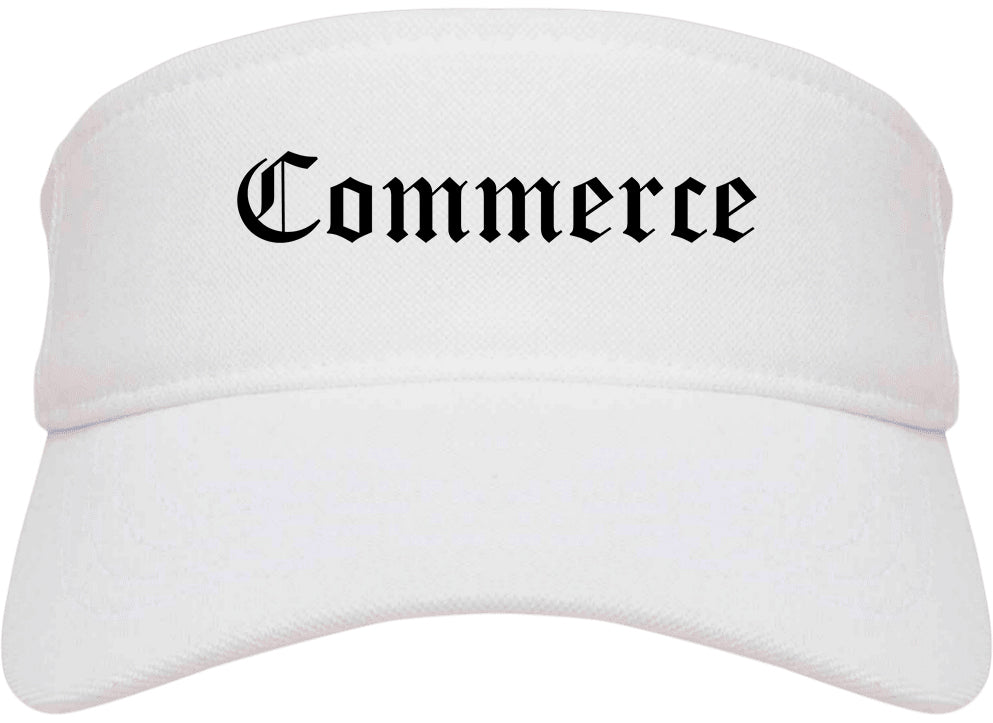 Commerce California CA Old English Mens Visor Cap Hat White