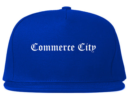 Commerce City Colorado CO Old English Mens Snapback Hat Royal Blue