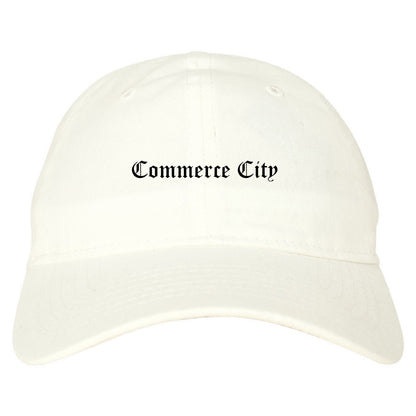 Commerce City Colorado CO Old English Mens Dad Hat Baseball Cap White