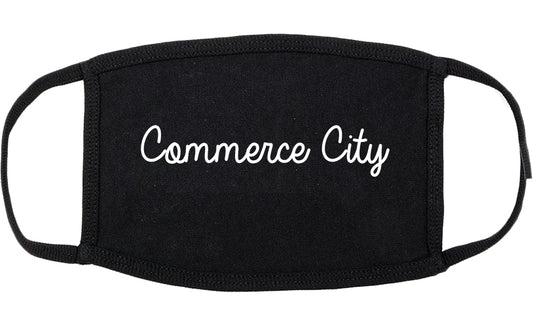 Commerce City Colorado CO Script Cotton Face Mask Black