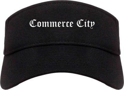 Commerce City Colorado CO Old English Mens Visor Cap Hat Black