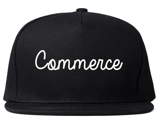 Commerce Georgia GA Script Mens Snapback Hat Black
