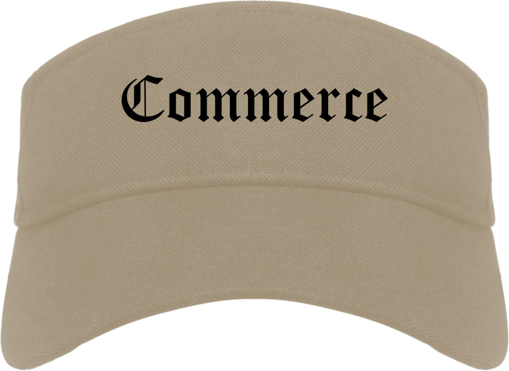 Commerce Georgia GA Old English Mens Visor Cap Hat Khaki