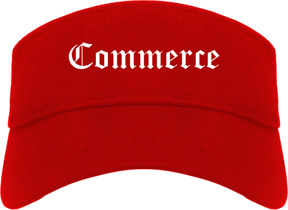 Commerce Georgia GA Old English Mens Visor Cap Hat Red