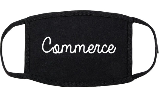 Commerce Texas TX Script Cotton Face Mask Black