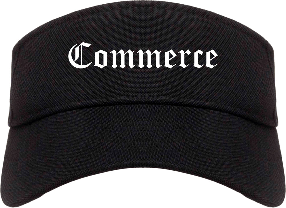 Commerce Texas TX Old English Mens Visor Cap Hat Black