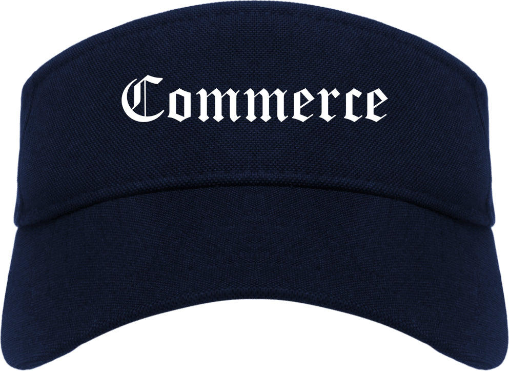 Commerce Texas TX Old English Mens Visor Cap Hat Navy Blue
