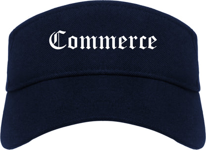 Commerce Texas TX Old English Mens Visor Cap Hat Navy Blue