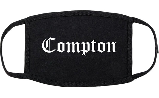 Compton California CA Old English Cotton Face Mask Black