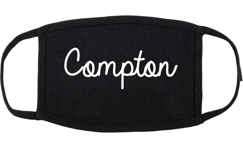 Compton California CA Script Cotton Face Mask Black