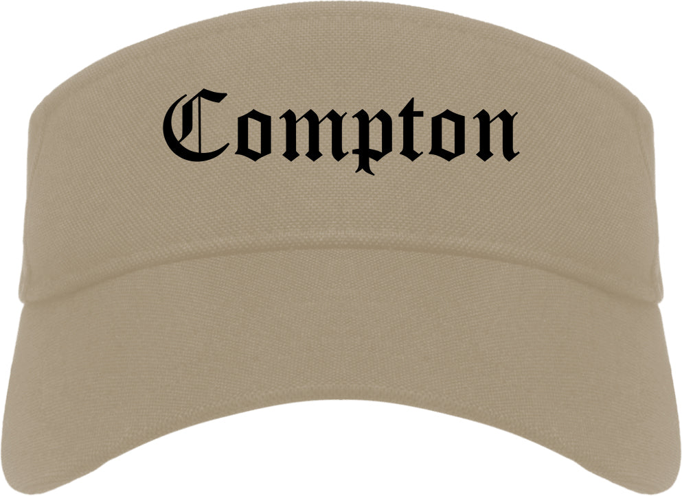 Compton California CA Old English Mens Visor Cap Hat Khaki