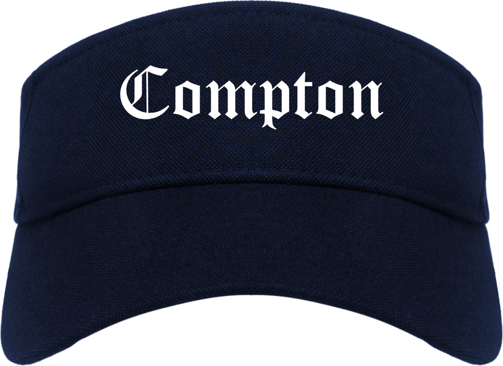 Compton California CA Old English Mens Visor Cap Hat Navy Blue