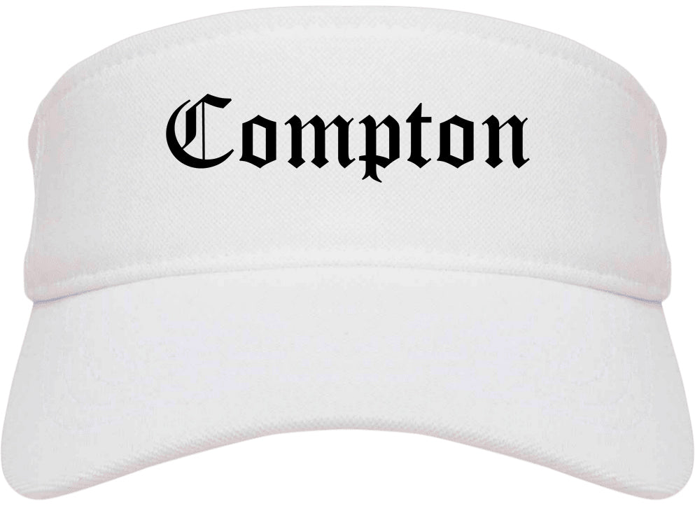 Compton California CA Old English Mens Visor Cap Hat White