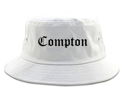 Compton California CA Old English Mens Bucket Hat White