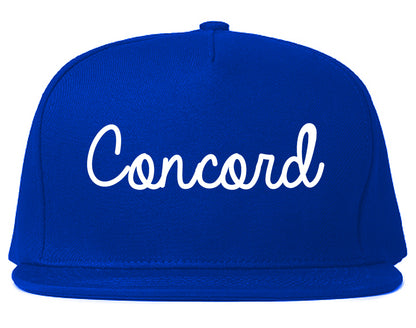 Concord California CA Script Mens Snapback Hat Royal Blue