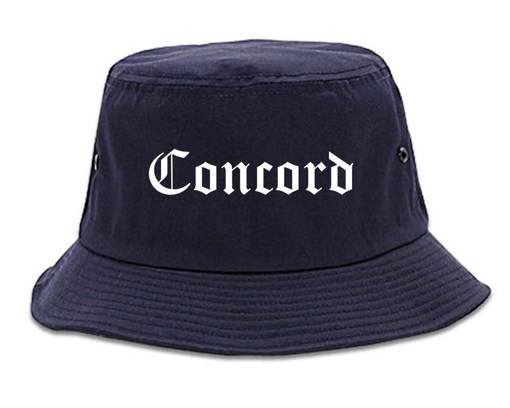 Concord New Hampshire NH Old English Mens Bucket Hat Navy Blue