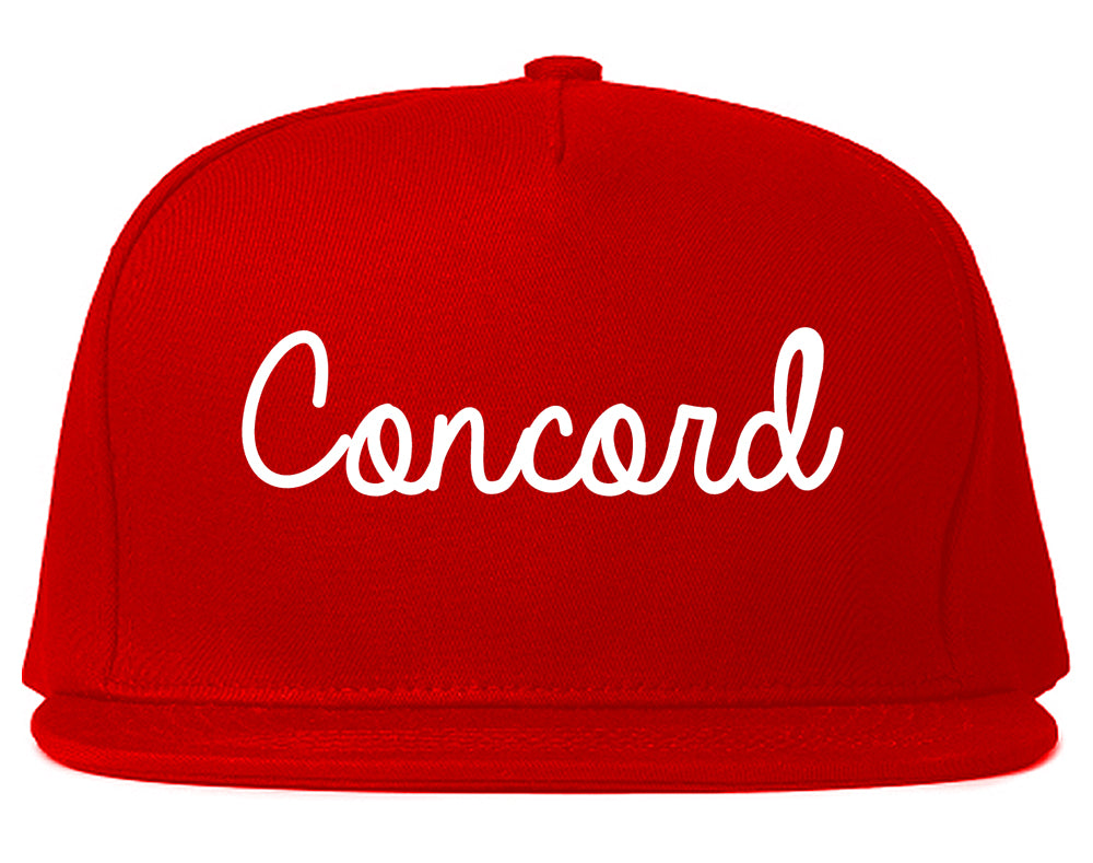 Concord New Hampshire NH Script Mens Snapback Hat Red