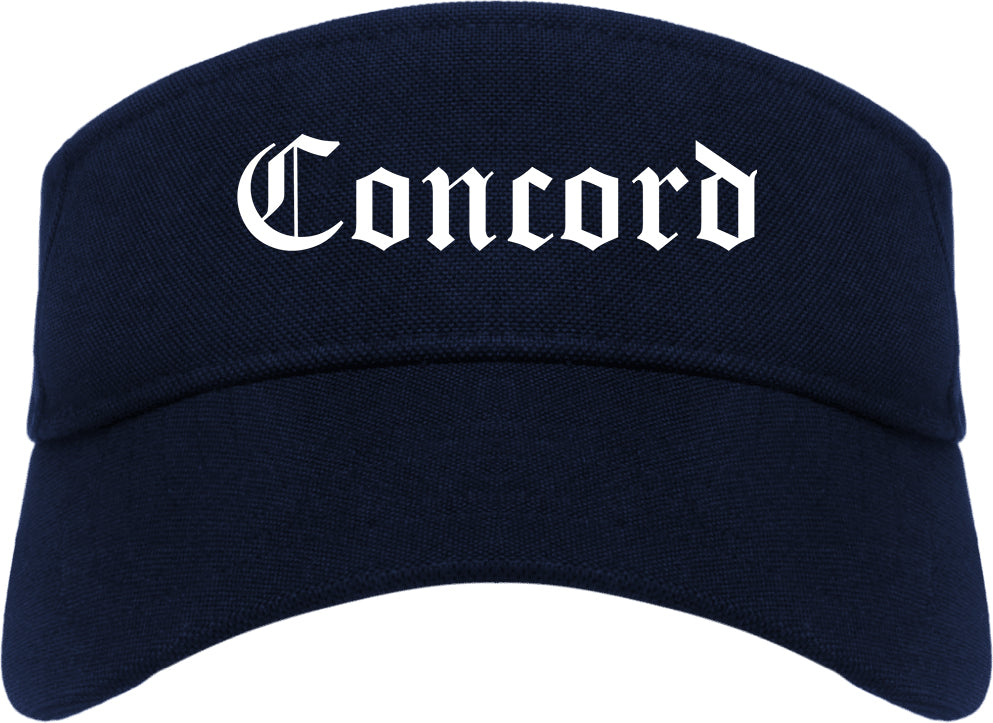 Concord North Carolina NC Old English Mens Visor Cap Hat Navy Blue