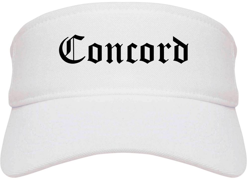 Concord North Carolina NC Old English Mens Visor Cap Hat White