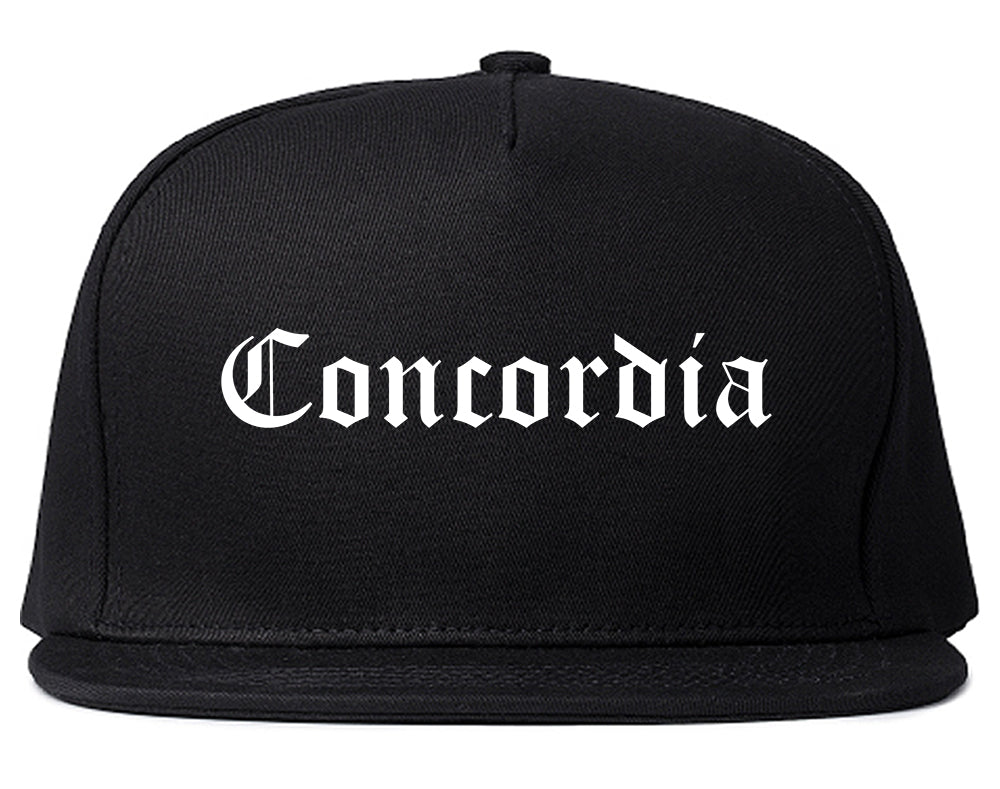 Concordia Kansas KS Old English Mens Snapback Hat Black