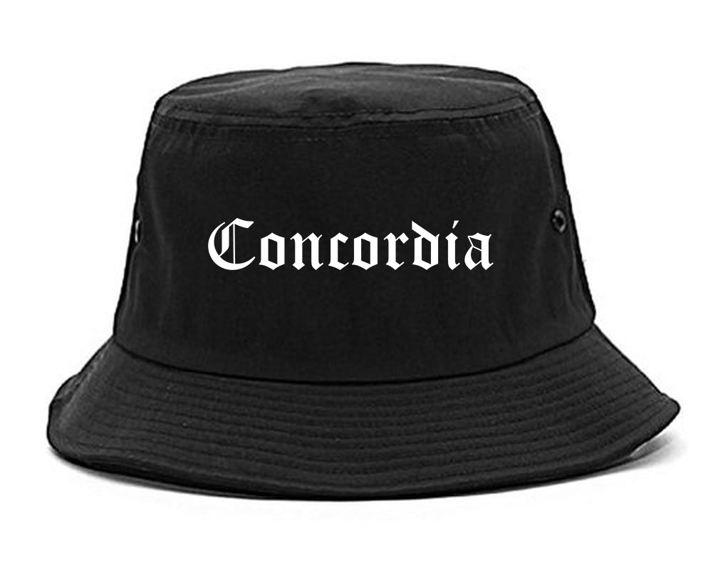 Concordia Kansas KS Old English Mens Bucket Hat Black