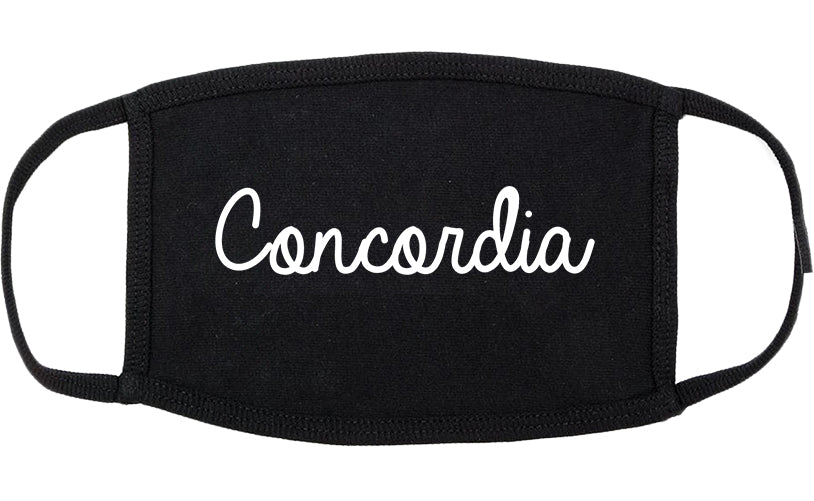 Concordia Kansas KS Script Cotton Face Mask Black