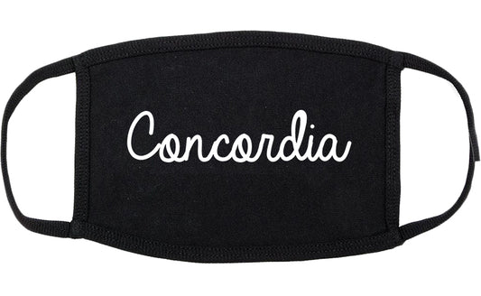 Concordia Kansas KS Script Cotton Face Mask Black