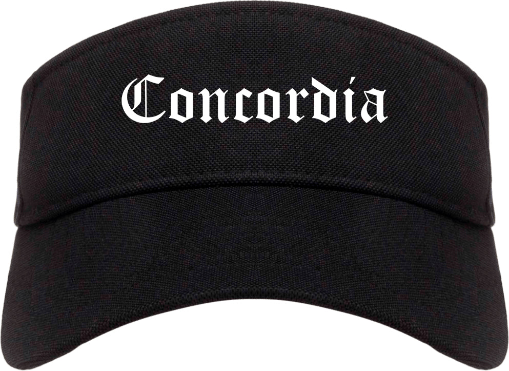 Concordia Kansas KS Old English Mens Visor Cap Hat Black