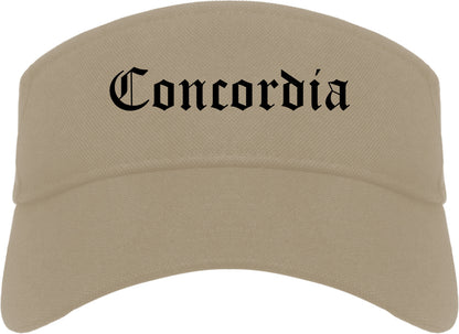 Concordia Kansas KS Old English Mens Visor Cap Hat Khaki