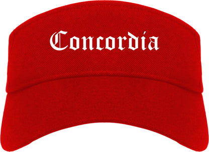 Concordia Kansas KS Old English Mens Visor Cap Hat Red