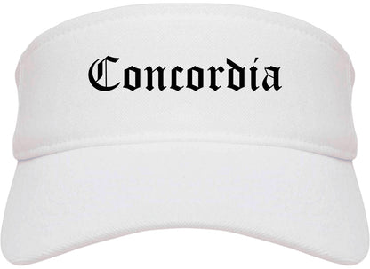 Concordia Kansas KS Old English Mens Visor Cap Hat White