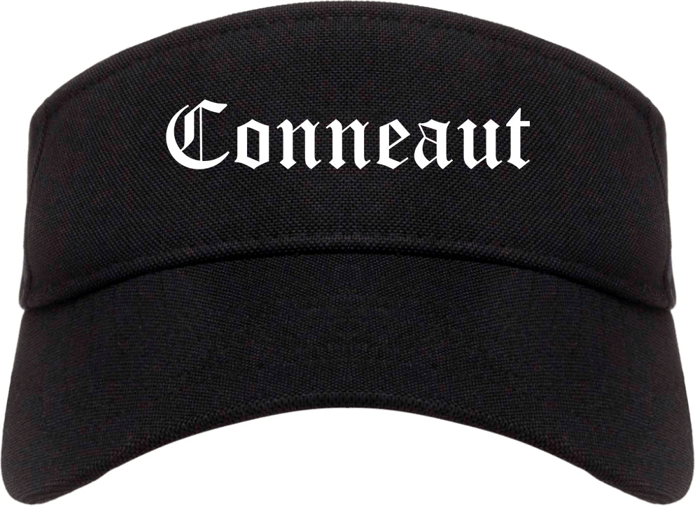 Conneaut Ohio OH Old English Mens Visor Cap Hat Black