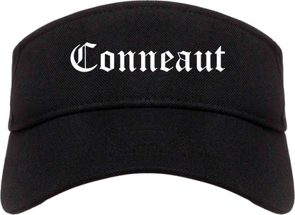 Conneaut Ohio OH Old English Mens Visor Cap Hat Black