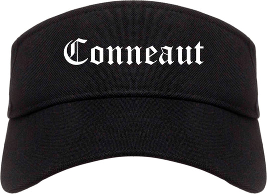 Conneaut Ohio OH Old English Mens Visor Cap Hat Black