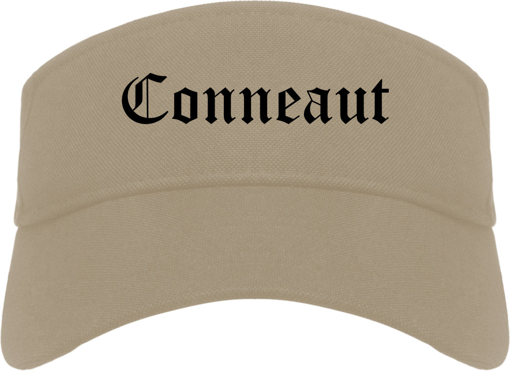 Conneaut Ohio OH Old English Mens Visor Cap Hat Khaki