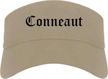 Conneaut Ohio OH Old English Mens Visor Cap Hat Khaki