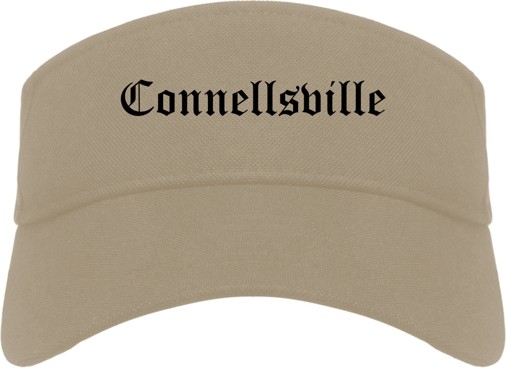 Connellsville Pennsylvania PA Old English Mens Visor Cap Hat Khaki