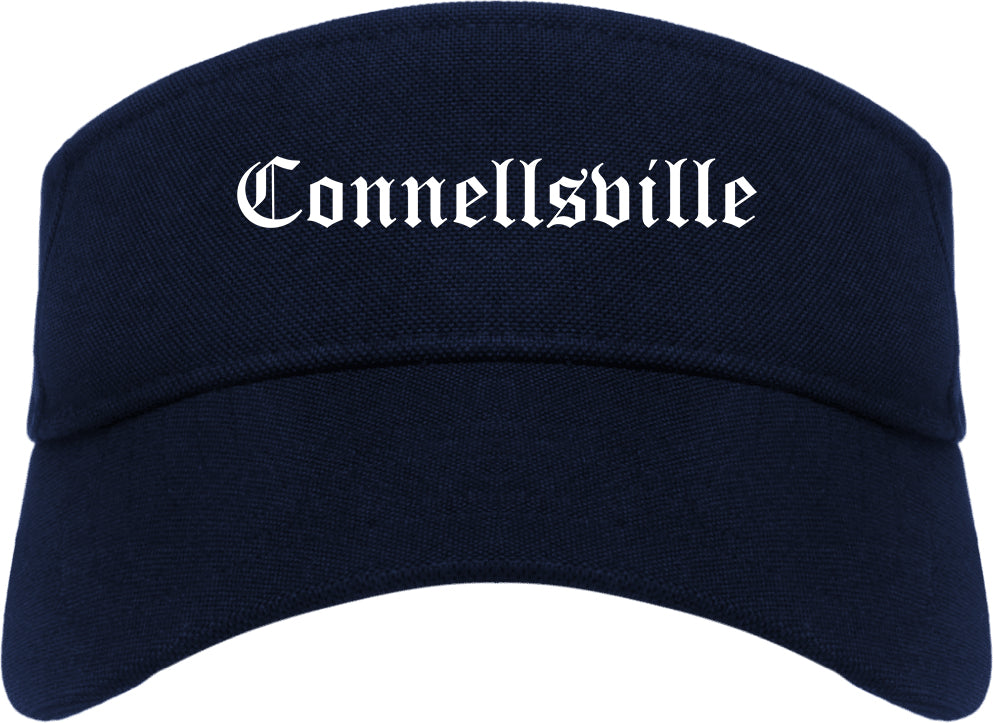 Connellsville Pennsylvania PA Old English Mens Visor Cap Hat Navy Blue