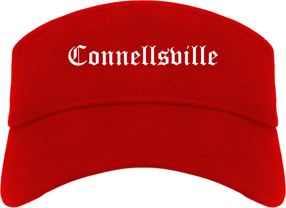 Connellsville Pennsylvania PA Old English Mens Visor Cap Hat Red