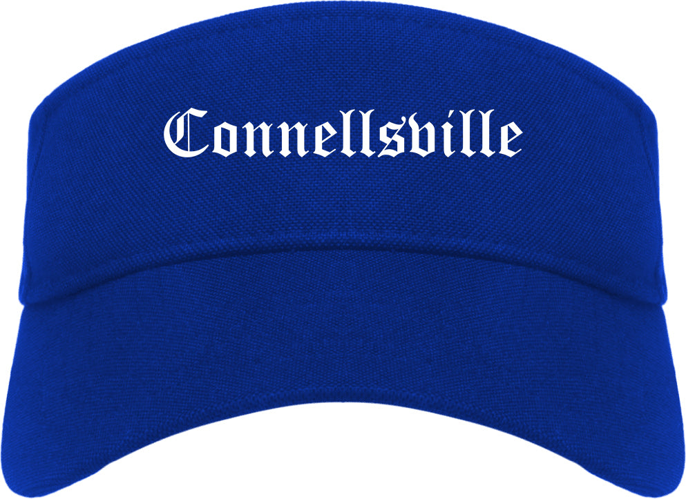Connellsville Pennsylvania PA Old English Mens Visor Cap Hat Royal Blue