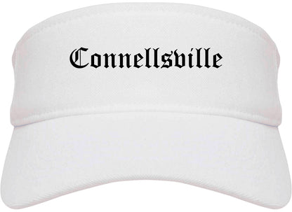 Connellsville Pennsylvania PA Old English Mens Visor Cap Hat White
