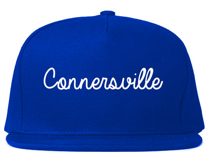 Connersville Indiana IN Script Mens Snapback Hat Royal Blue
